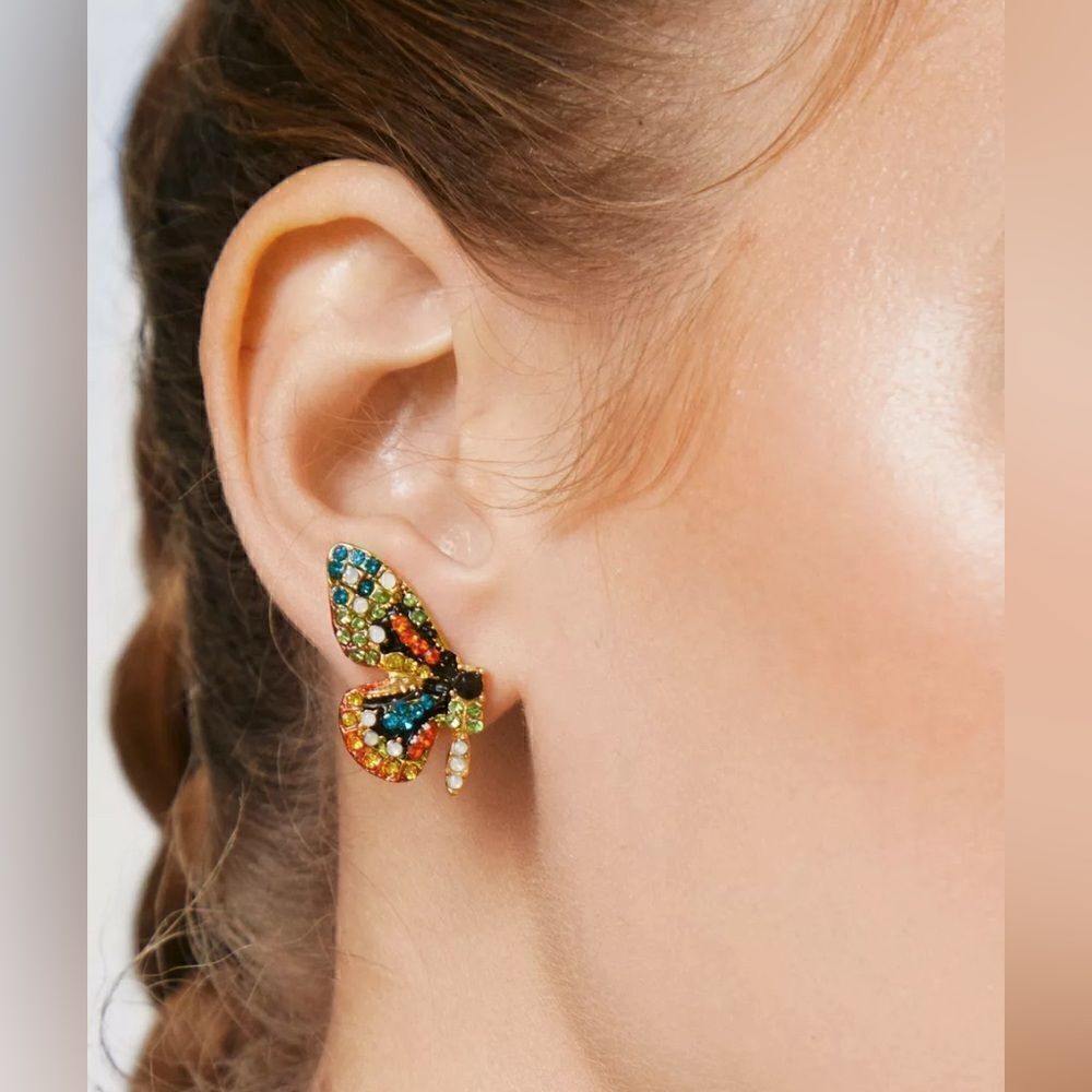 Butterfly stud earrings M132 - Picture 1 of 7